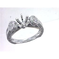 Genuine 18K White Gold 0.91CTW Diamond Semi Mount Ring - REF-127H3W