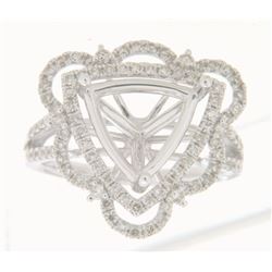 Genuine 14K White Gold 0.87CTW Diamond Semi Mount Ring - REF-92T4K