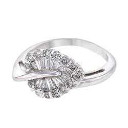 Genuine 14K WhiteGold 0.75CTW Baguette Fashion Ring - REF-91R7H