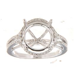 Genuine 14K White Gold 0.44CTW Diamond Semi Mount Ring - REF-76R4H