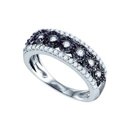 0.75CTW White and Black Diamond Anniversary 10KT Ring White Gold