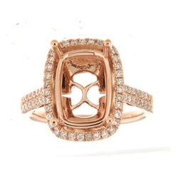 Genuine 14K Rose Gold 0.43CTW Diamond Semi Mount Ring - REF-89T9K
