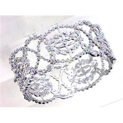Genuine 14K White Gold 1.2CTW Diamond Bangle - REF-372X6Y