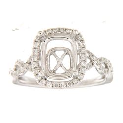 Genuine 14K White Gold 0.5CTW Diamond Semi Mount Ring - REF-71A5X