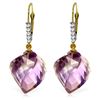 Image 1 : 21.65 ctw Amethyst & Diamond Earrings Jewelry 14KT Yellow Gold