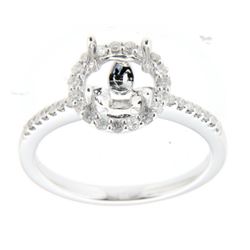 Genuine 14K White Gold 0.28CTW Diamond Semi Mount Ring - REF-44Z3T