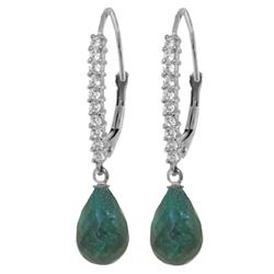 6.9 ctw Green Sapphire Corundum & Diamond Earrings Jewelry 14KT White Gold