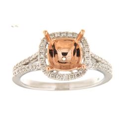 Genuine 14K Two Tone Gold 0.39CTW Diamond Semi Mount Ring - REF-64T3K