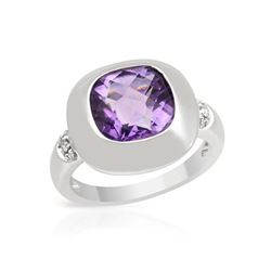 Genuine 3.92 TCW 18K White Gold Ladies Ring - REF-80K6R