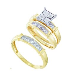 0.02CT Diamond Trio Set 10KT Ring Yellow Gold