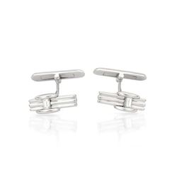 Genuine 0.27 TCW 14K White Gold Ladies Cuff Links - REF-97F3N