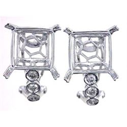 Genuine 14KWhite Gold 0.36CTW Diamond Semi-Mount Earrings - REF-76H6W