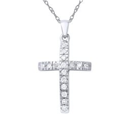 Genuine 0.35 TCW 14K White Gold Ladies Necklace - REF-60W7G