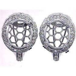 Genuine 14KWhite Gold 0.91CTW Diamond Semi-Mount Earrings - REF-135W4G