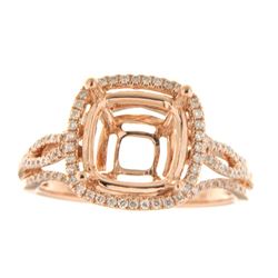 Genuine 14K Rose Gold 0.49CTW Diamond Semi Mount Ring - REF-79R3H