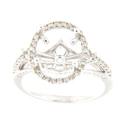 Genuine 14K White Gold 0.37CTW Diamond Semi Mount Ring - REF-55Z6T