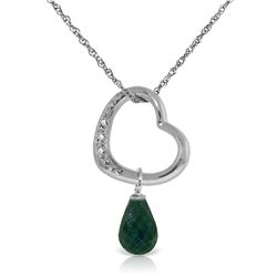 3.33 ctw Emerald & Diamond Necklace Jewelry 14KT White Gold