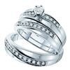 Image 1 : 0.25CT Diamond Trio Set 14KT Ring White Gold