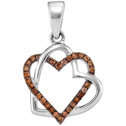 0.25CTW White and Champagne Diamond Anniversary 10KT Pendant White Gold