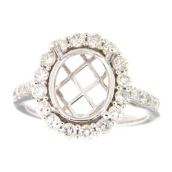 Genuine 14K White Gold 0.98CTW Diamond Semi Mount Ring - REF-112K7R