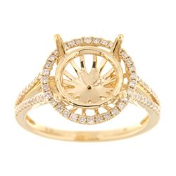 Genuine 14K Yellow Gold 0.38CTW Diamond Semi Mount Ring - REF-66Z6T