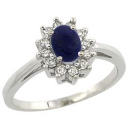 Natural 0.67 ctw Lapis & Diamond Engagement Ring 10K White Gold - SC-CW946103-REF#38F4N