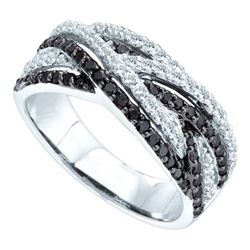 0.85CTW White and Black Diamond Bridal 14KT Ring White Gold