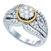 Image 1 : 0.85CT Diamond Flower 10KT Ring 2Tone Gold