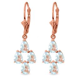 3.9 ctw Aquamarine Earrings Jewelry 14KT Rose Gold