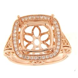 Genuine 14K Rose Gold 0.21CTW Diamond Semi Mount Ring - REF-59M8F