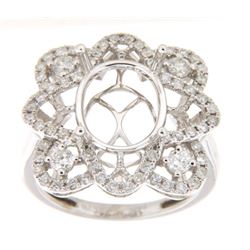 Genuine 14K White Gold 0.79CTW Diamond Semi Mount Ring - REF-101W2G