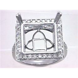 Genuine 14K White Gold 0.94CTW Diamond Semi Mount Ring - REF-96G2M