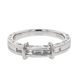 Genuine 14K White Gold 0.24CTW Baguette Fashion Ring - REF-46X2Y