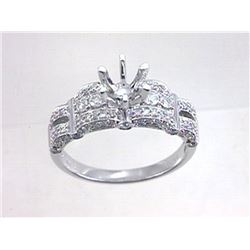 Genuine 18K White Gold 0.59CTW Diamond Semi Mount Ring - REF-100K6R