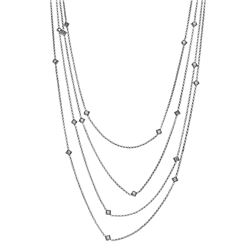 Genuine 0.96 TCW 14K White Gold Ladies Necklace - REF-112X8Y