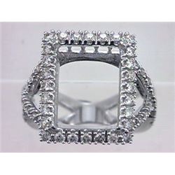 Genuine 14K White Gold 1.11CTW Diamond Semi Mount Ring - REF-83X3Y