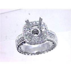 Genuine 14K White Gold 0.52CTW Diamond Semi Mount Ring - REF-83X6Y
