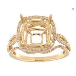 Genuine 14K Yellow Gold 0.5CTW Diamond Semi Mount Ring - REF-80X3Y