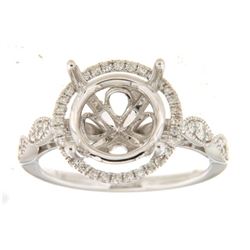 Genuine 14K White Gold 0.36CTW Diamond Semi Mount Ring - REF-65H6W