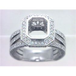 Genuine 18K White Gold 1.25CTW Diamond Semi Mount Ring - REF-213G2M