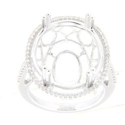 Genuine 14K White Gold 0.29CTW Diamond Semi Mount Ring - REF-72G6M