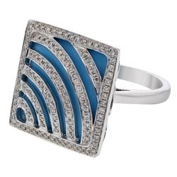 Genuine 14K WhiteGold 9.97CTW Turquoise Fashion Ring - REF-54T2K