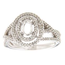 Genuine 14K White Gold 0.43CTW Diamond Semi Mount Ring - REF-66N7A