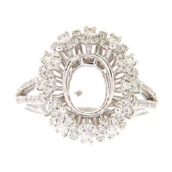 Genuine 14K White Gold 1.02CTW Diamond Semi Mount Ring - REF-123W5G