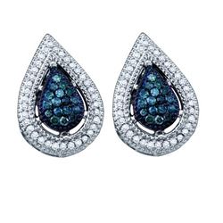 0.35CTW White and Blue Diamond Anniversary 14KT Earrings White Gold