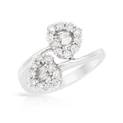 Genuine 1.1 TCW 14K White Gold Ladies Ring - REF-125R3H