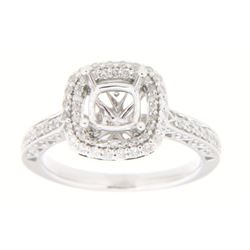 Genuine 14K White Gold 0.57CTW Diamond Semi Mount Ring - REF-81G5M