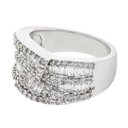 Genuine 18K WhiteGold 1.58CTW Baguette Fashion Ring - REF-216A2X