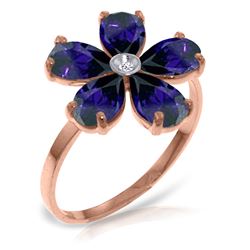 2.22 ctw Sapphire & Diamond Ring Jewelry 14KT Rose Gold