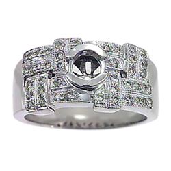 Genuine 18K White Gold 0.38CTW Diamond Semi Mount Ring - REF-90X2Y